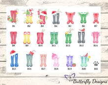 Load image into Gallery viewer, Christmas Wellington Boots Family Watercolour Print - Design 1
