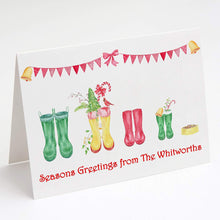 Load image into Gallery viewer, Pack Of 10 Personalised Christmas Greeting Cards Design 2
