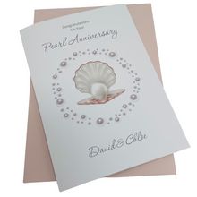 Load image into Gallery viewer, 30th Wedding Anniversary Card - Pearl 30 Year Thirtieth Anniversary Greeting Card - Shell Card, Personalised - Sweeping Heart