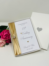 Load image into Gallery viewer, 18th Wedding Anniversary Card - Porcelain 18 Year Eighteenth Anniversary Luxury Greeting Card, Personalised
