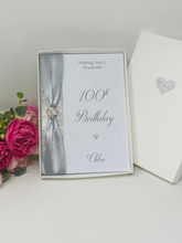 Load image into Gallery viewer, 100th Birthday Card - Personalised Luxury Greeting Card