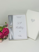 Load image into Gallery viewer, 50th Birthday Card - Personalised Luxury Greeting Card