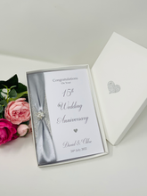 Load image into Gallery viewer, 15th Wedding Anniversary Card - Crystal 15 Year Fifteenth Anniversary Luxury Greeting Card Personalised