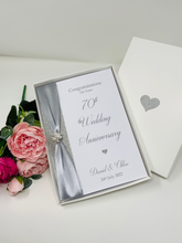 Load image into Gallery viewer, 70th Wedding Anniversary Card - Platinum 70 Year Seventieth Anniversary Luxury Greeting Card Personalised