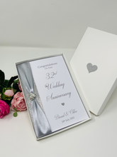 Load image into Gallery viewer, 32nd Wedding Anniversary Card - Lapis 32 Year Thirty Second Anniversary Luxury Greeting Card, Personalised