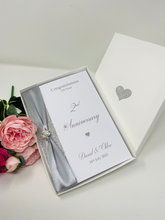 Load image into Gallery viewer, 2nd Anniversary Card - Cotton 2 Year Second Wedding Anniversary Luxury Greeting Card Personalised