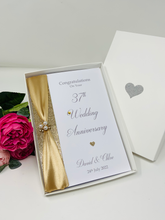 Load image into Gallery viewer, 37th Wedding Anniversary Card - Alabaster 37 Year Thirty Seventh Anniversary Luxury Greeting Card Personalised
