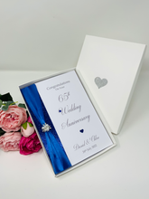 Load image into Gallery viewer, 65th Wedding Anniversary Card - Blue Sapphire 65 Year Sixty Fifth Anniversary Luxury Greeting Card Personalised