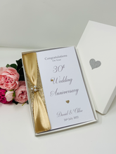 Load image into Gallery viewer, 30th Wedding Anniversary Card - Pearl 30 Year Thirtieth Anniversary Luxury Greeting Card, Personalised