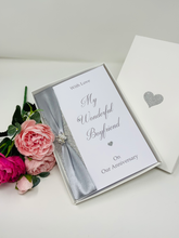 Load image into Gallery viewer, Boyfriend Anniversary Card - Personalised Luxury Handmade Card