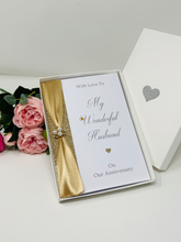 Load image into Gallery viewer, Husband Wedding Anniversary Card - Personalised Luxury Handmade Card
