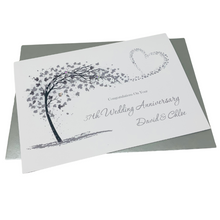 Load image into Gallery viewer, 37th Wedding Anniversary Card - Alabaster 37 Year Thirty Seventh Anniversary Luxury Greeting Card Personalised - Sweeping Heart
