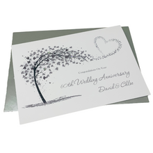 Load image into Gallery viewer, 60th Wedding Anniversary Card - Diamond 60 Year Sixtieth Anniversary Luxury Greeting Card Personalised - Sweeping Heart
