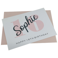 Load image into Gallery viewer, Any Age Birthday Card - Personalised Greeting Card - Pink Number