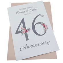 Load image into Gallery viewer, 46th Wedding Anniversary Card - Games 46 Year Forty Sixth Anniversary Luxury Greeting Card, Personalised  - Floral Number