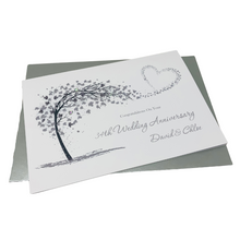 Load image into Gallery viewer, 34th Wedding Anniversary Card - Opal 34 Year Thirty Fourth Anniversary Luxury Greeting Card, Personalised - Sweeping Heart
