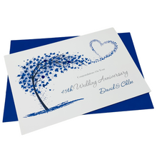 Load image into Gallery viewer, 45th Wedding Anniversary Card - Sapphire 45 Year Forty Fifth Anniversary Luxury Greeting Card Personalised - Sweeping Heart
