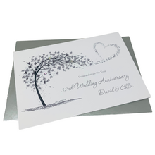 Load image into Gallery viewer, 32nd Wedding Anniversary Card - Lapis 32 Year Thirty Second Anniversary Luxury Greeting Card, Personalised - Sweeping Heart