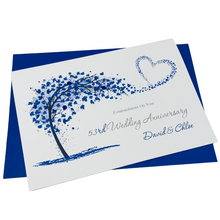 Load image into Gallery viewer, 53rd Wedding Anniversary Card - Plastic 53 Year Fifty Third Anniversary Luxury Greeting Personalised - Sweeping Heart