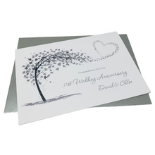 Load image into Gallery viewer, 31st Wedding Anniversary Card - Timepiece 31 Year Thirty First Anniversary Luxury Greeting Card, Personalised - Sweeping Heart