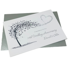 Load image into Gallery viewer, 14th Wedding Anniversary Card - Ivory 14 Year Fourteenth Anniversary Luxury Greeting Card, Personalised - Sweeping Heart