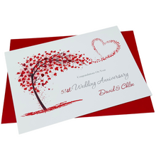 Load image into Gallery viewer, 51st Wedding Anniversary Card - Photo Camera 51 Year Fifty First Anniversary Luxury Greeting Personalised - Sweeping Heart