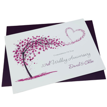 Load image into Gallery viewer, 33rd Wedding Anniversary Card - Amethyst 33 Year Thirty Third Anniversary Luxury Greeting Card, Personalised - Sweeping Heart