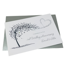 Load image into Gallery viewer, 3rd Anniversary Card - Leather 3 Year Third Wedding Anniversary Luxury Greeting Card Personalised - Sweeping Heart