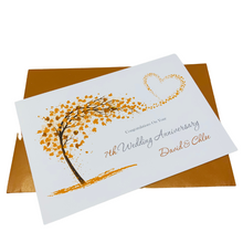 Load image into Gallery viewer, 7th Anniversary Card - Copper 7 Year Seventh Wedding Anniversary Luxury Greeting Card Personalised - Sweeping Heart