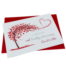 Load image into Gallery viewer, 15th Wedding Anniversary Card - Crystal 15 Year Fifteenth Anniversary Luxury Greeting Card Personalised - Sweeping Heart