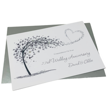 Load image into Gallery viewer, 23rd Wedding Anniversary Card - Silver Plate 23 Year Twenty Third Anniversary Luxury Greeting Card, Personalised - Sweeping Heart