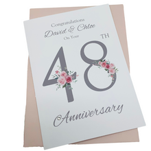Load image into Gallery viewer, 48th Wedding Anniversary Card - Home Improvement 48 Year Forty Eighth Anniversary Luxury Greeting Personalised - Floral Number