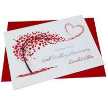 Load image into Gallery viewer, 52nd Wedding Anniversary Card - Bath Spa 52 Year Fifty Second Anniversary Luxury Greeting Personalised - Sweeping Heart