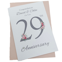 Load image into Gallery viewer, 29th Wedding Anniversary Card - Furniture 29 Year Twenty Ninth Anniversary Luxury Greeting Card, Personalised - Floral Number