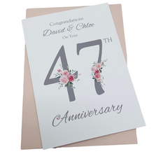 Load image into Gallery viewer, 47th Wedding Anniversary Card - Garden 47 Year Forty Seventh Anniversary Luxury Greeting Personalised - Floral Number