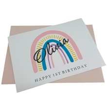 Load image into Gallery viewer, Any Age Birthday Card - Personalised Greeting Card - Pink Rainbow
