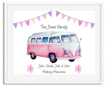 Load image into Gallery viewer, Retro Campervan Family Watercolour Print - PRI 11
