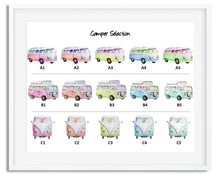 Load image into Gallery viewer, Retro Campervan Family Watercolour Print - PRI 11