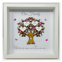 Load image into Gallery viewer, Family Tree Frame - Bright Pink & Silver Glitter 'Our Family' - Contemporary