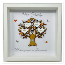 Load image into Gallery viewer, Family Tree Frame - Orange & Silver Glitter 'Our Family' - Contemporary