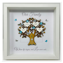 Load image into Gallery viewer, Family Tree Frame - Turquoise & Silver Glitter 'Our Family' - Contemporary