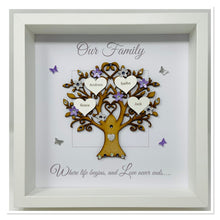 Load image into Gallery viewer, Family Tree Frame - Lilac & Silver Glitter 'Our Family' - Contemporary