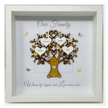 Load image into Gallery viewer, Family Tree Frame - Yellow & Silver Glitter 'Our Family' - Contemporary