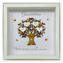 Load image into Gallery viewer, Grandchildren Family Tree Frame - Orange & Silver Glitter - Contemporary