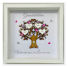 Load image into Gallery viewer, Grandchildren Family Tree Frame - Bright Pink & Silver Glitter - Contemporary