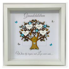 Load image into Gallery viewer, Grandchildren Family Tree Picture Frame - Turquoise & Silver Glitter - Contemporary