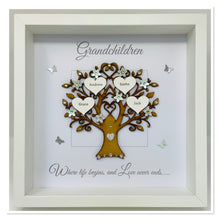 Load image into Gallery viewer, Grandchildren Family Tree Frame - Mint Green & Silver Glitter - Contemporary