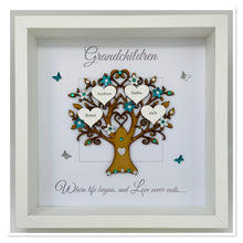 Load image into Gallery viewer, Grandchildren Family Tree Picture Frame - Teal & Silver Glitter - Contemporary