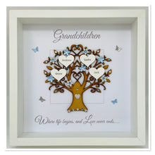 Load image into Gallery viewer, Grandchildren Family Tree Frame - Pale Blue & Silver Glitter - Contemporary