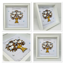 Load image into Gallery viewer, Grandchildren Family Tree Frame - Pale Blue & Silver Glitter - Contemporary